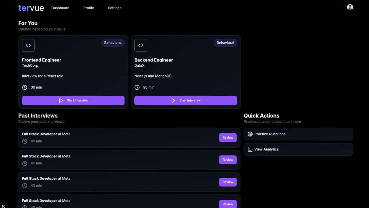 Tervue - The AI Interview coach